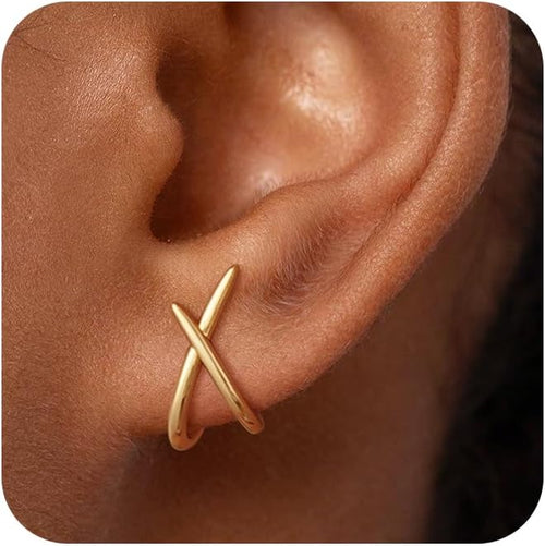 Gold-Tone Crossed Stud Earrings
