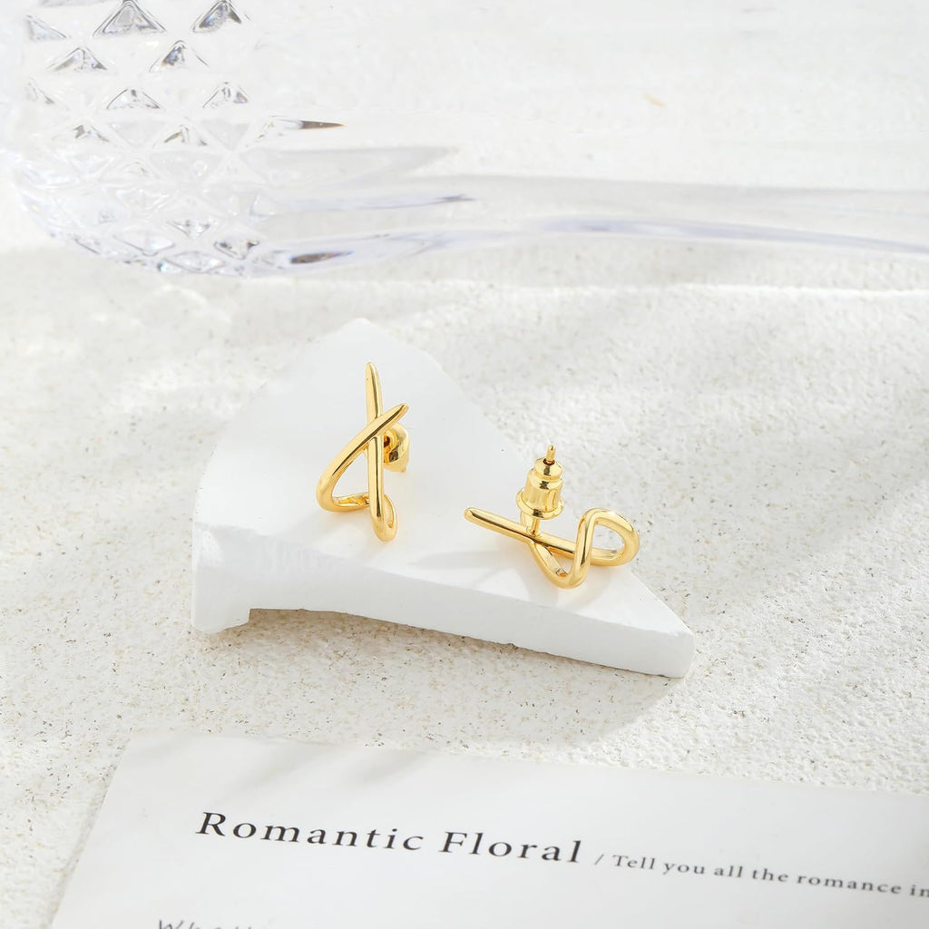 Gold-Tone Crossed Stud Earrings