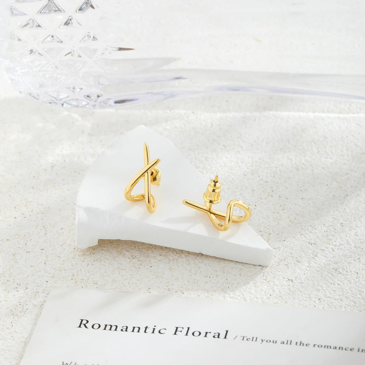 Gold-Tone Crossed Stud Earrings