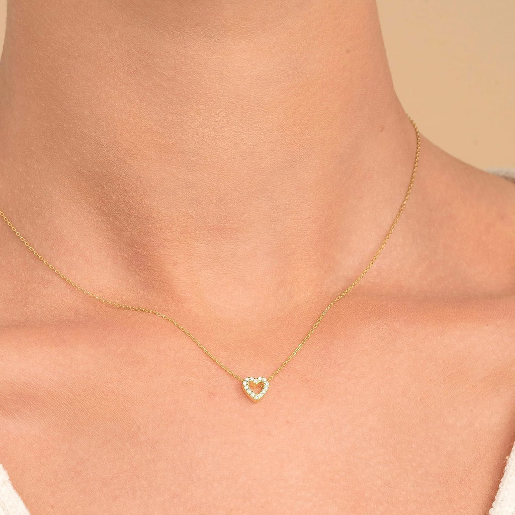 Gold-Tone Sparkling Heart Pendant Necklace