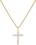Gold-Tone Cubic Zirconia Cross Pendant Necklace