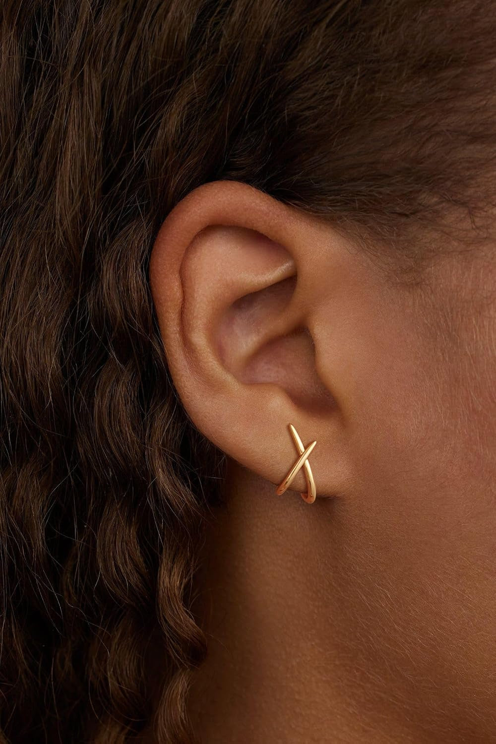 Gold-Tone Crossed Stud Earrings
