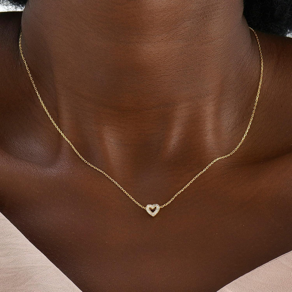 Gold-Tone Sparkling Heart Pendant Necklace