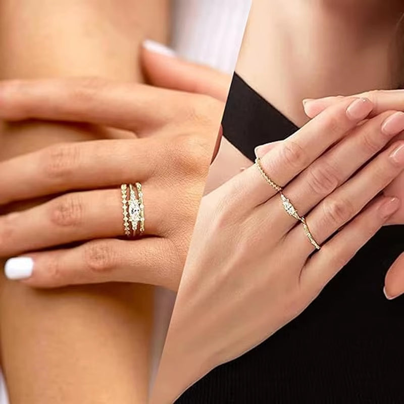 Stackable Gold Rings for Women Dainty 14K Trendy Gold Plated Non Tarnish Stacking Cubic Zirconia Fashion Ring Jewelry Size 6 -10