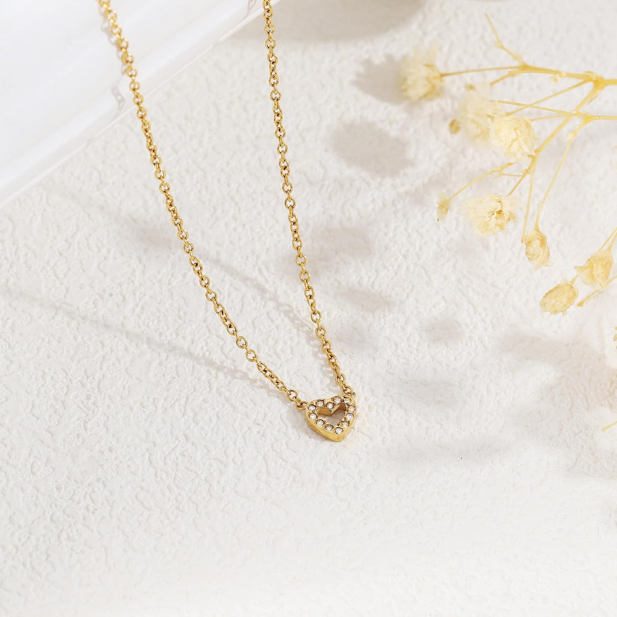 Gold-Tone Sparkling Heart Pendant Necklace