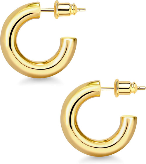 Gold-Tone Chunky Hoop Earrings — 20 mm