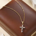 Gold-Tone Marquise Cubic Zirconia Cross Necklace
