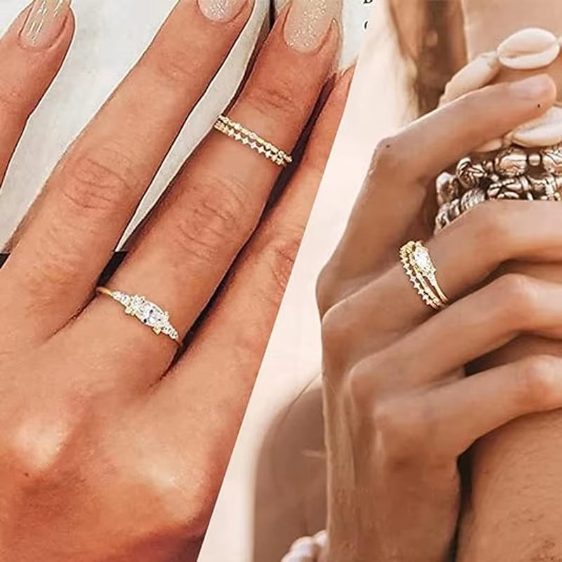 Stackable Gold Rings for Women Dainty 14K Trendy Gold Plated Non Tarnish Stacking Cubic Zirconia Fashion Ring Jewelry Size 6 -10
