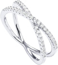 Silver-Tone Cubic Zirconia Criss-Cross Ring — Size 7