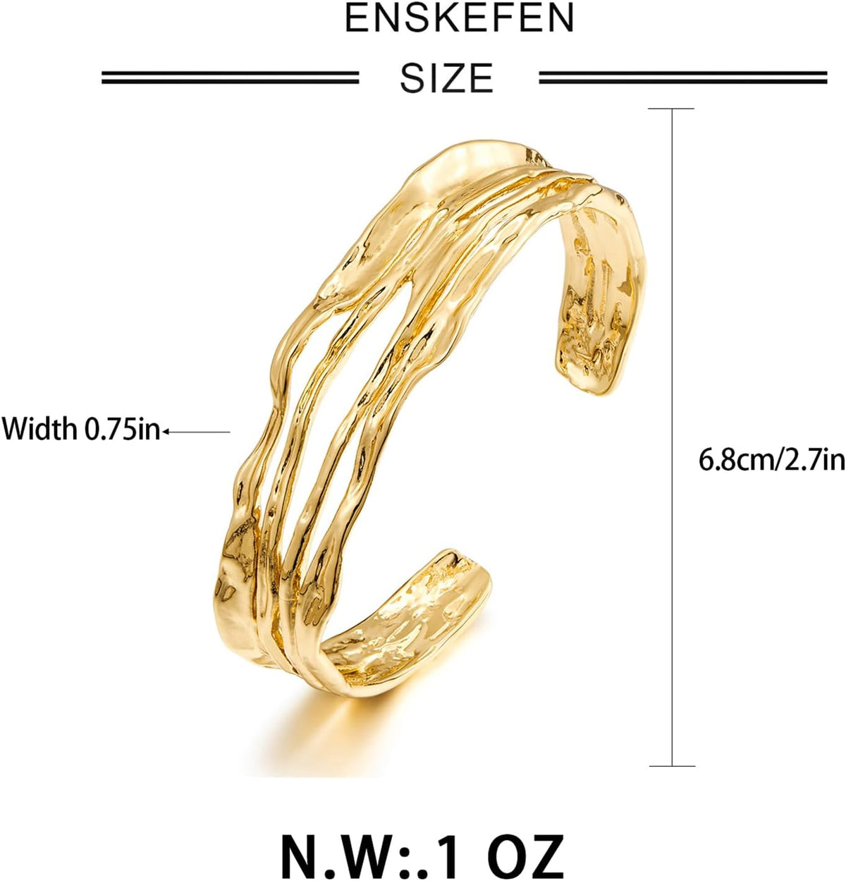 Smooth Gold-Tone Open Cuff Bracelet