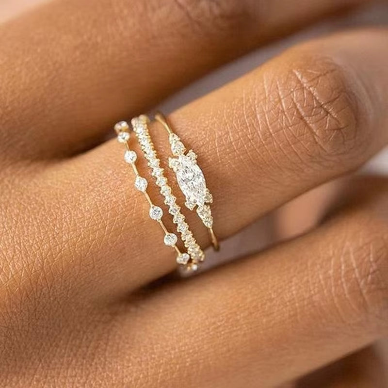 Stackable Gold Rings for Women Dainty 14K Trendy Gold Plated Non Tarnish Stacking Cubic Zirconia Fashion Ring Jewelry Size 6 -10