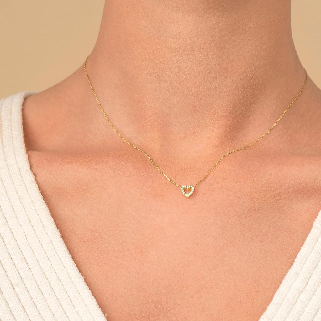 Gold-Tone Sparkling Heart Pendant Necklace