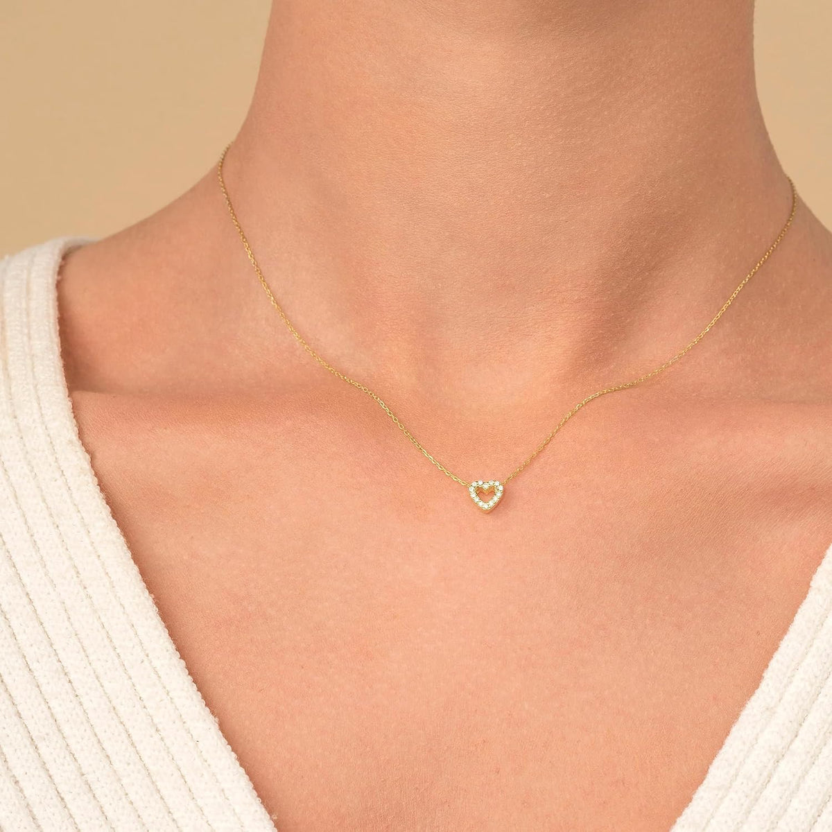 Gold-Tone Sparkling Heart Pendant Necklace